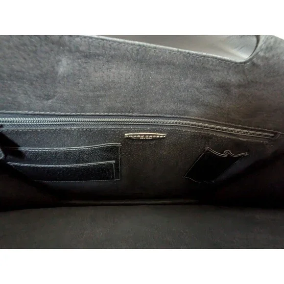 Mark Cross Vintage Black Polished Leather Accordion Briefcase Shoulder Strap - Picture 11 of 16